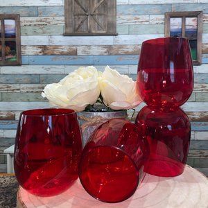 Red Stemless Tumbler 4-pc Set